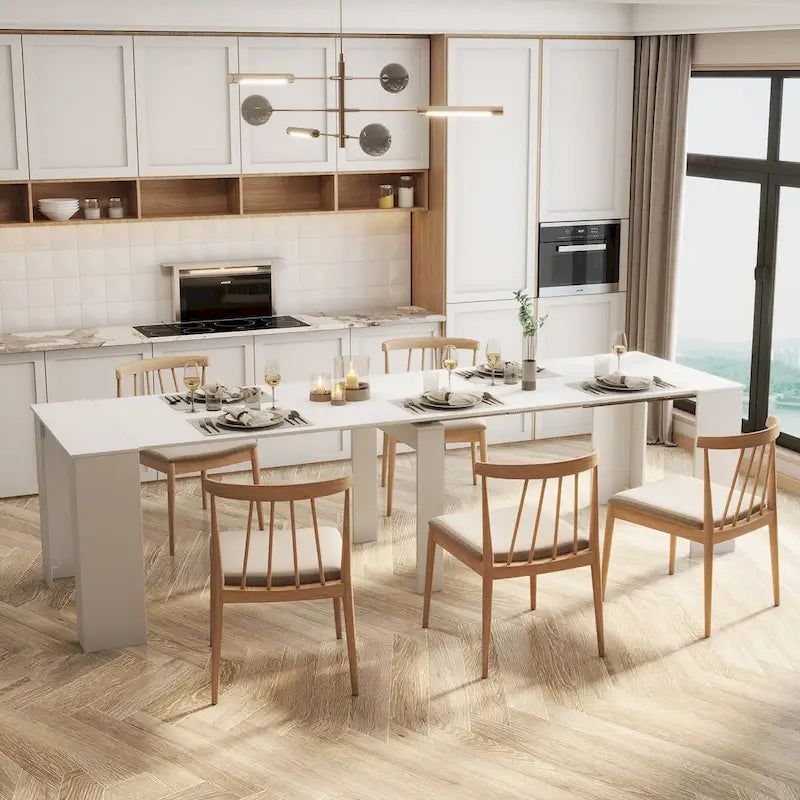 Table à manger multifonctionnelle extensible en bois