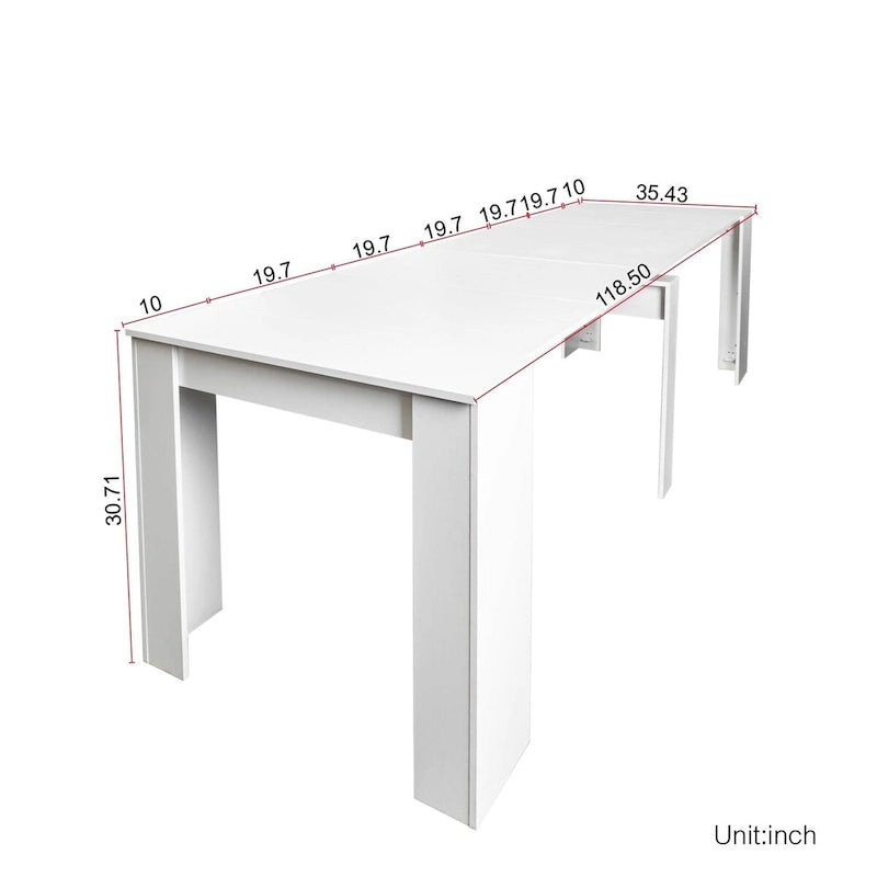 Table à manger multifonctionnelle extensible en bois