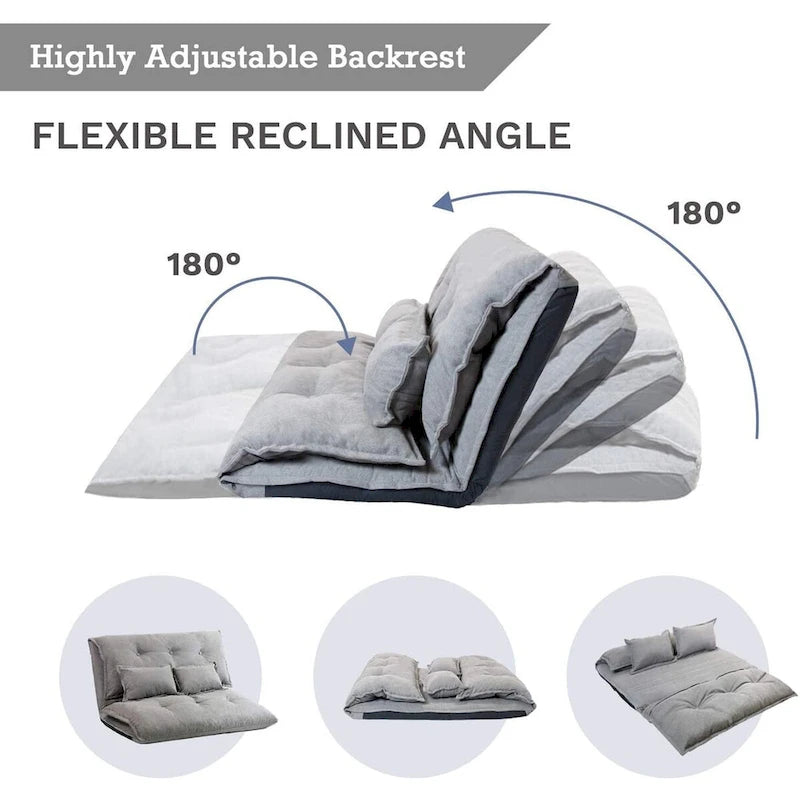 Fauteuil convertible ergonomique réglable en tissu avec cadre en métal