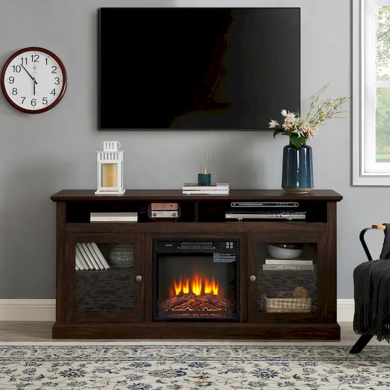 Meuble TV avec insert cheminée de 18 po