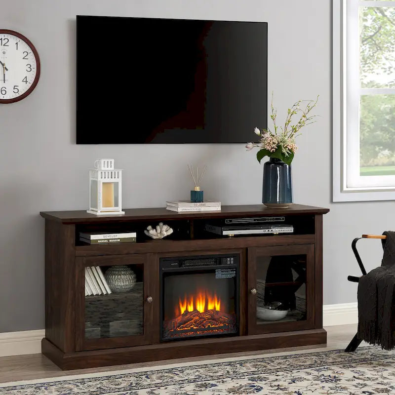 Meuble TV avec insert cheminée de 18 po