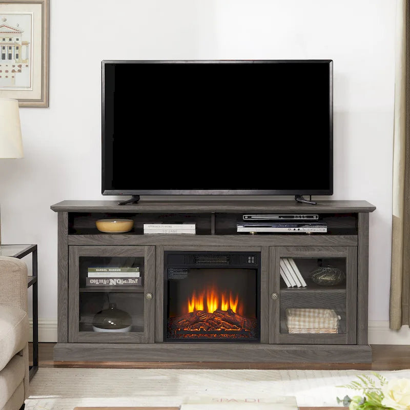 Meuble TV avec insert cheminée de 18 po