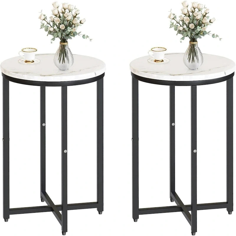 Lot de 2 tables d'appoint, petites tables basses rondes, tables de chevet pour salon, chambre à coucher