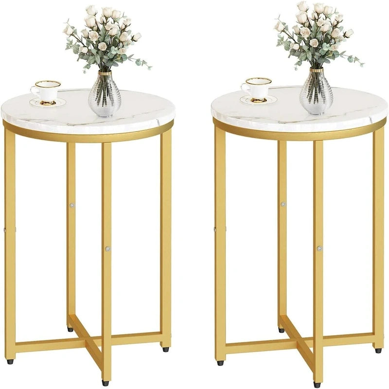 Lot de 2 tables d'appoint, petites tables basses rondes, tables de chevet pour salon, chambre à coucher