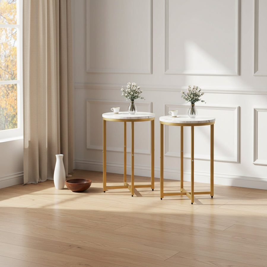 Side Table Set of 2, Small Coffee Table Round End Table,Side Table Bedside Table for Living Room, Bedroom