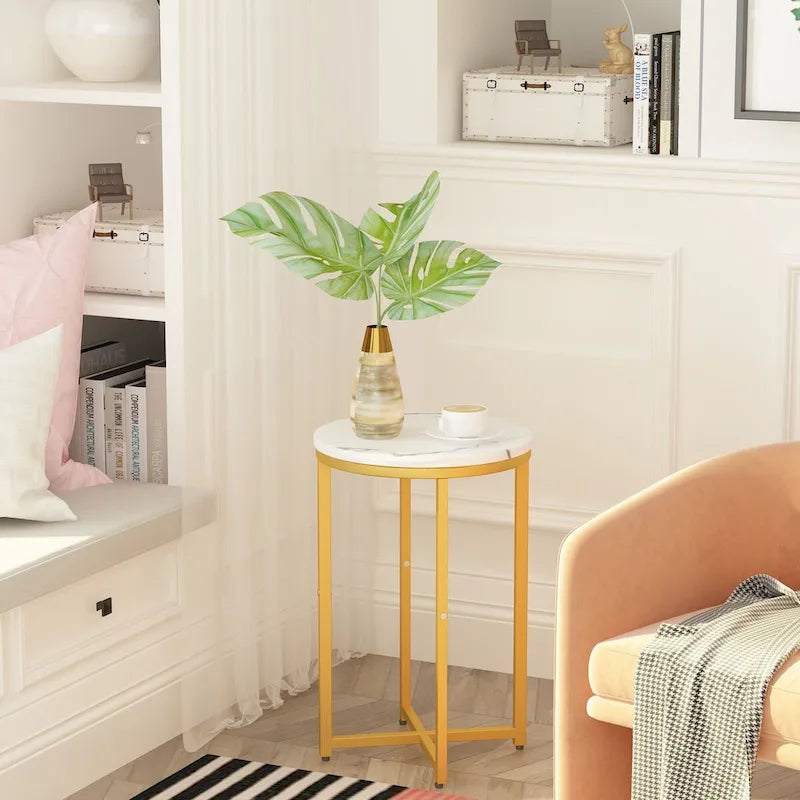 Lot de 2 tables d'appoint, petites tables basses rondes, tables de chevet pour salon, chambre à coucher