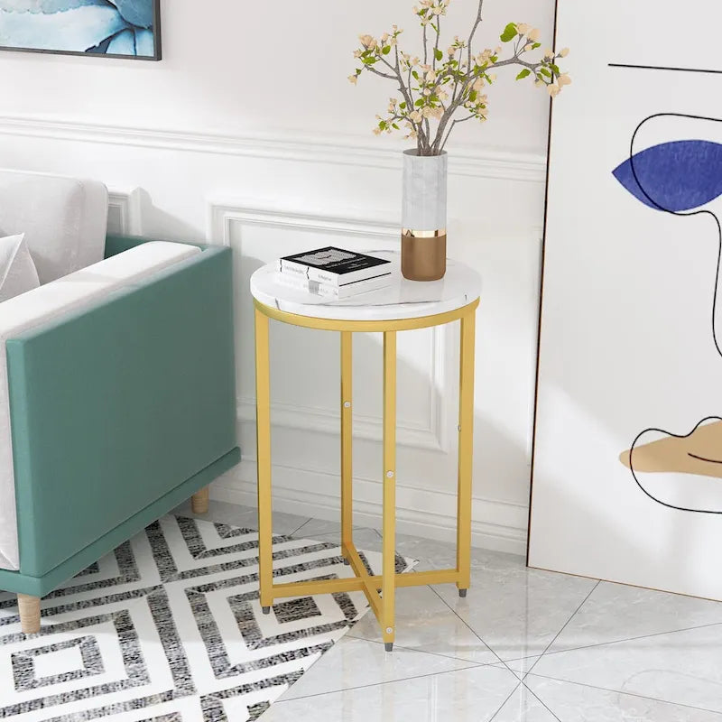Lot de 2 tables d'appoint, petites tables basses rondes, tables de chevet pour salon, chambre à coucher