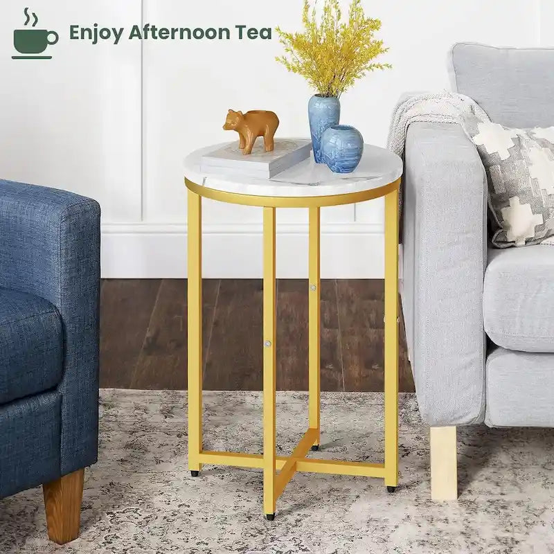 Lot de 2 tables d'appoint, petites tables basses rondes, tables de chevet pour salon, chambre à coucher