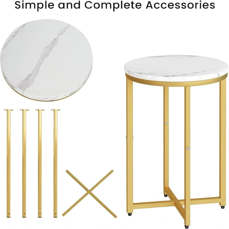 Lot de 2 tables d'appoint, petites tables basses rondes, tables de chevet pour salon, chambre à coucher