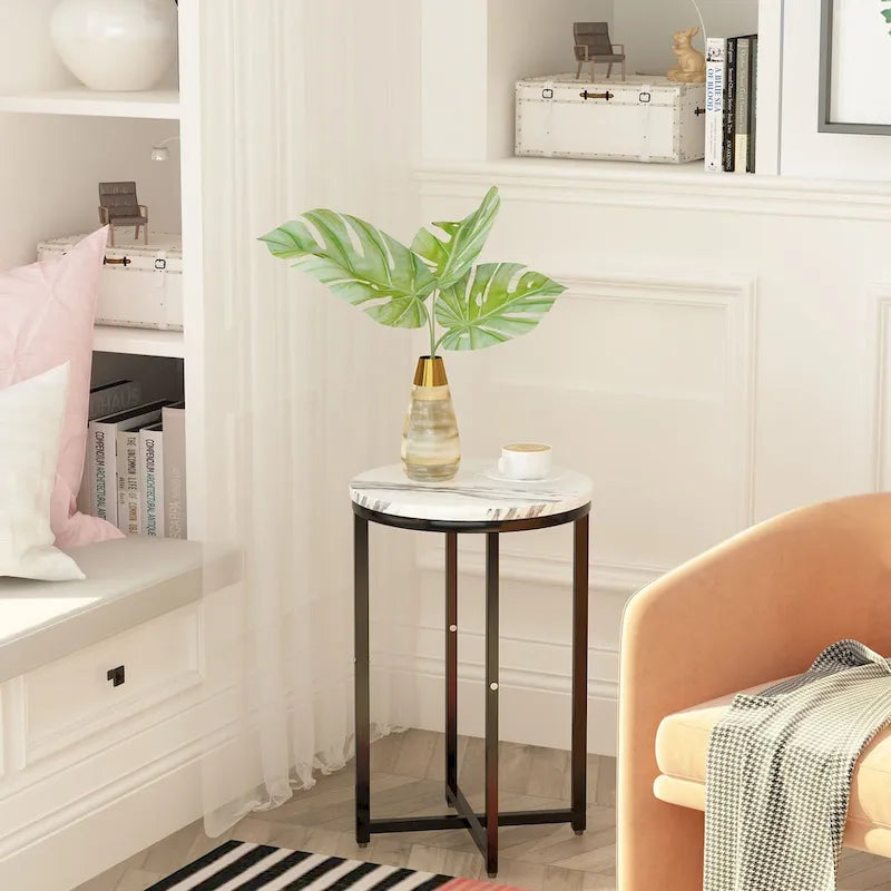 Lot de 2 tables d'appoint, petites tables basses rondes, tables de chevet pour salon, chambre à coucher