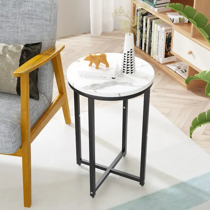 Lot de 2 tables d'appoint, petites tables basses rondes, tables de chevet pour salon, chambre à coucher