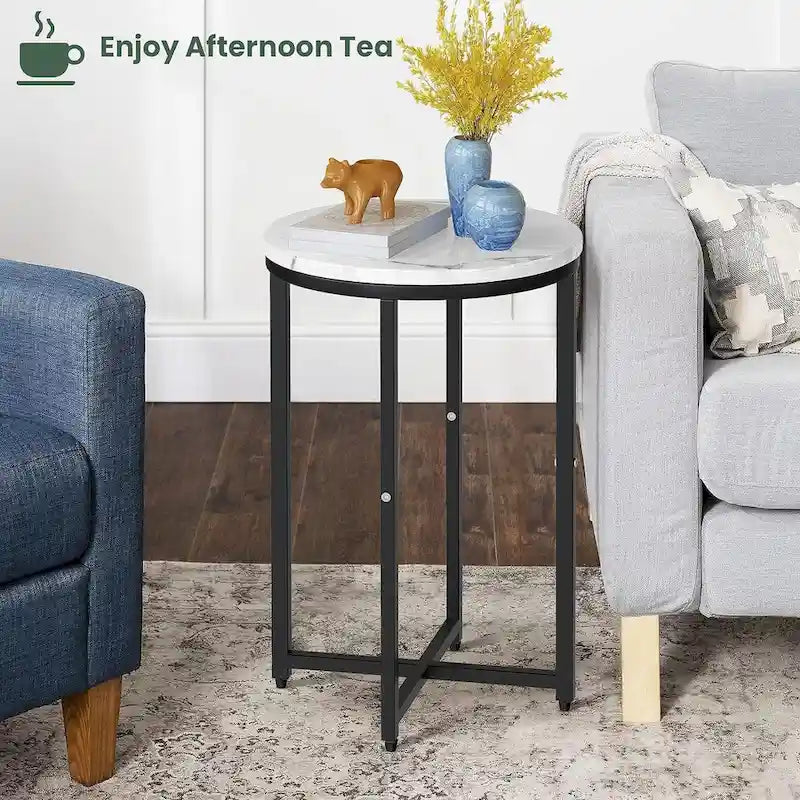 Lot de 2 tables d'appoint, petites tables basses rondes, tables de chevet pour salon, chambre à coucher