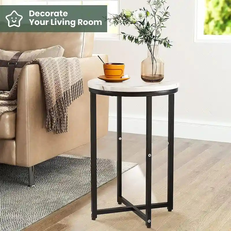 Lot de 2 tables d'appoint, petites tables basses rondes, tables de chevet pour salon, chambre à coucher