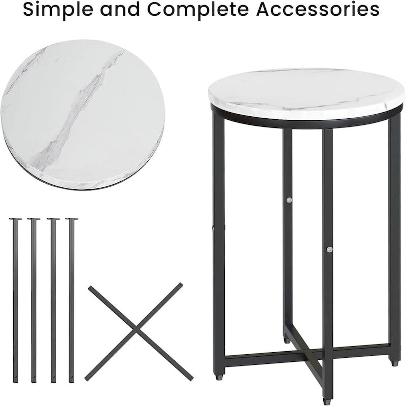 Lot de 2 tables d'appoint, petites tables basses rondes, tables de chevet pour salon, chambre à coucher