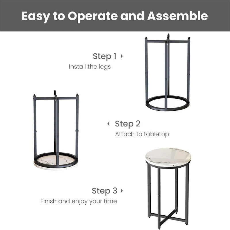 Lot de 2 tables d'appoint, petites tables basses rondes, tables de chevet pour salon, chambre à coucher