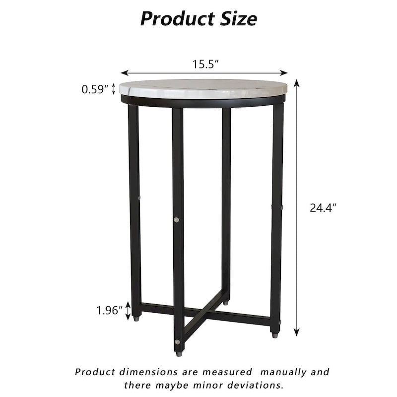 Lot de 2 tables d'appoint, petites tables basses rondes, tables de chevet pour salon, chambre à coucher
