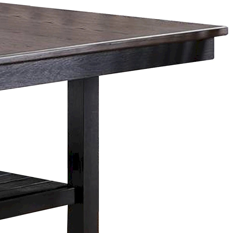 Table à manger avec plateau rectangulaire en bois et étagère ouverte, marron foncé