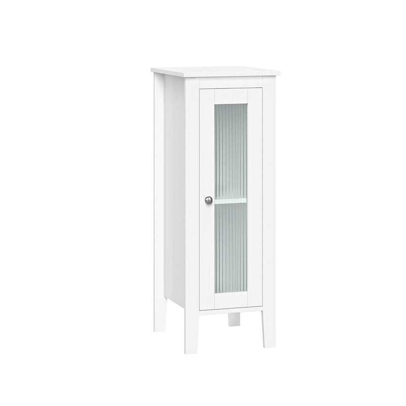 Meuble de rangement et organisateur de salle de bain et de buanderie étroit à porte unique avec étagères réglables - Blanc