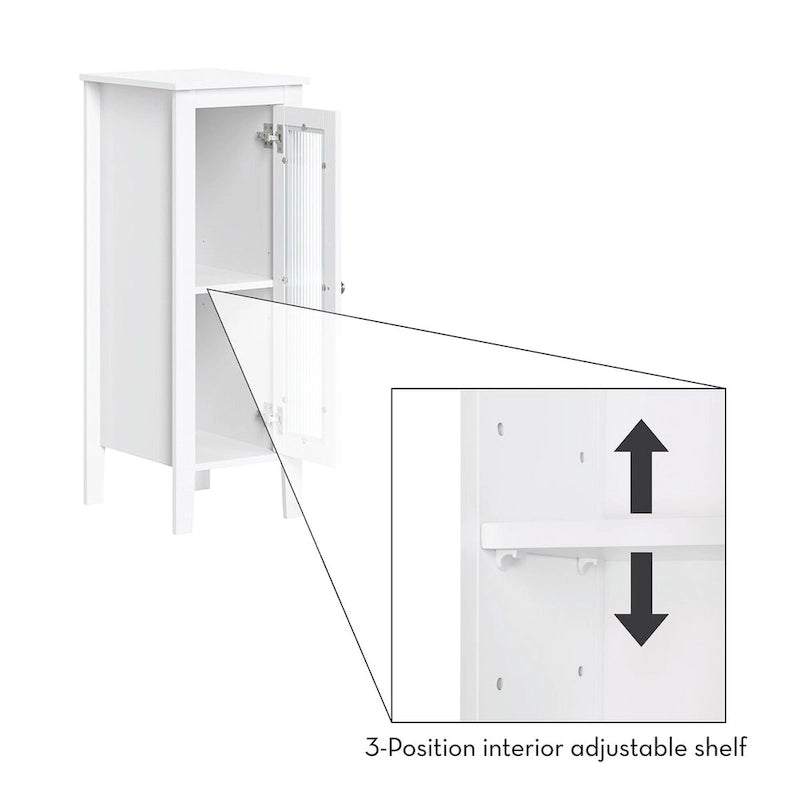 Meuble de rangement et organisateur de salle de bain et de buanderie étroit à porte unique avec étagères réglables - Blanc