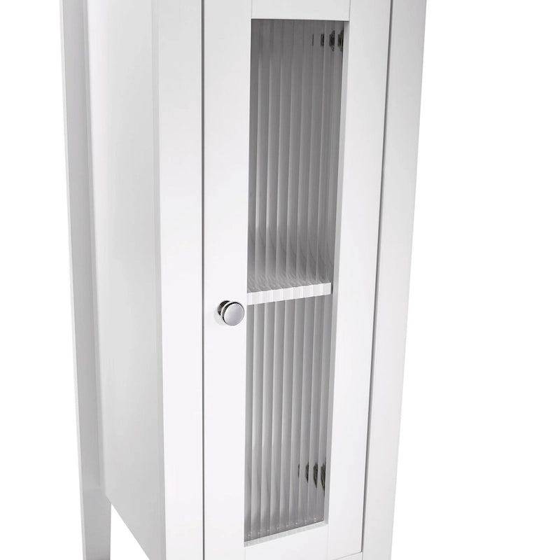 Meuble de rangement et organisateur de salle de bain et de buanderie étroit à porte unique avec étagères réglables - Blanc